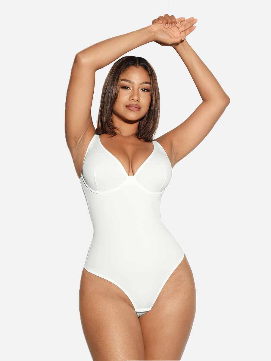 Feelingirl V Neck Tummy Control Shaping Bodysuit