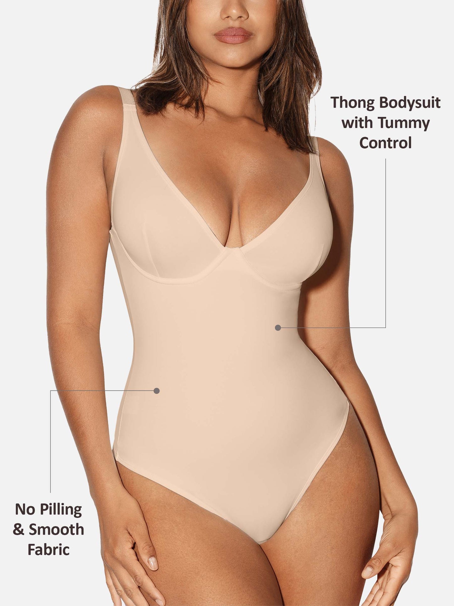 Feelingirl V Neck Tummy Control Shaping Bodysuit