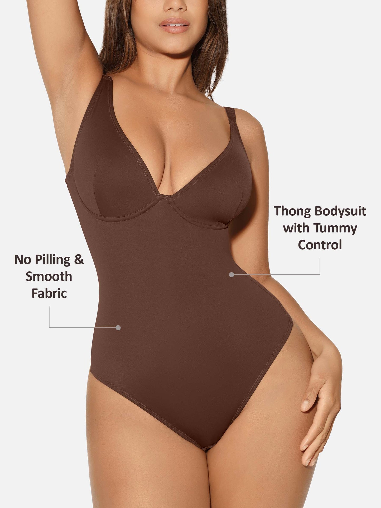 Feelingirl V Neck Tummy Control Shaping Bodysuit