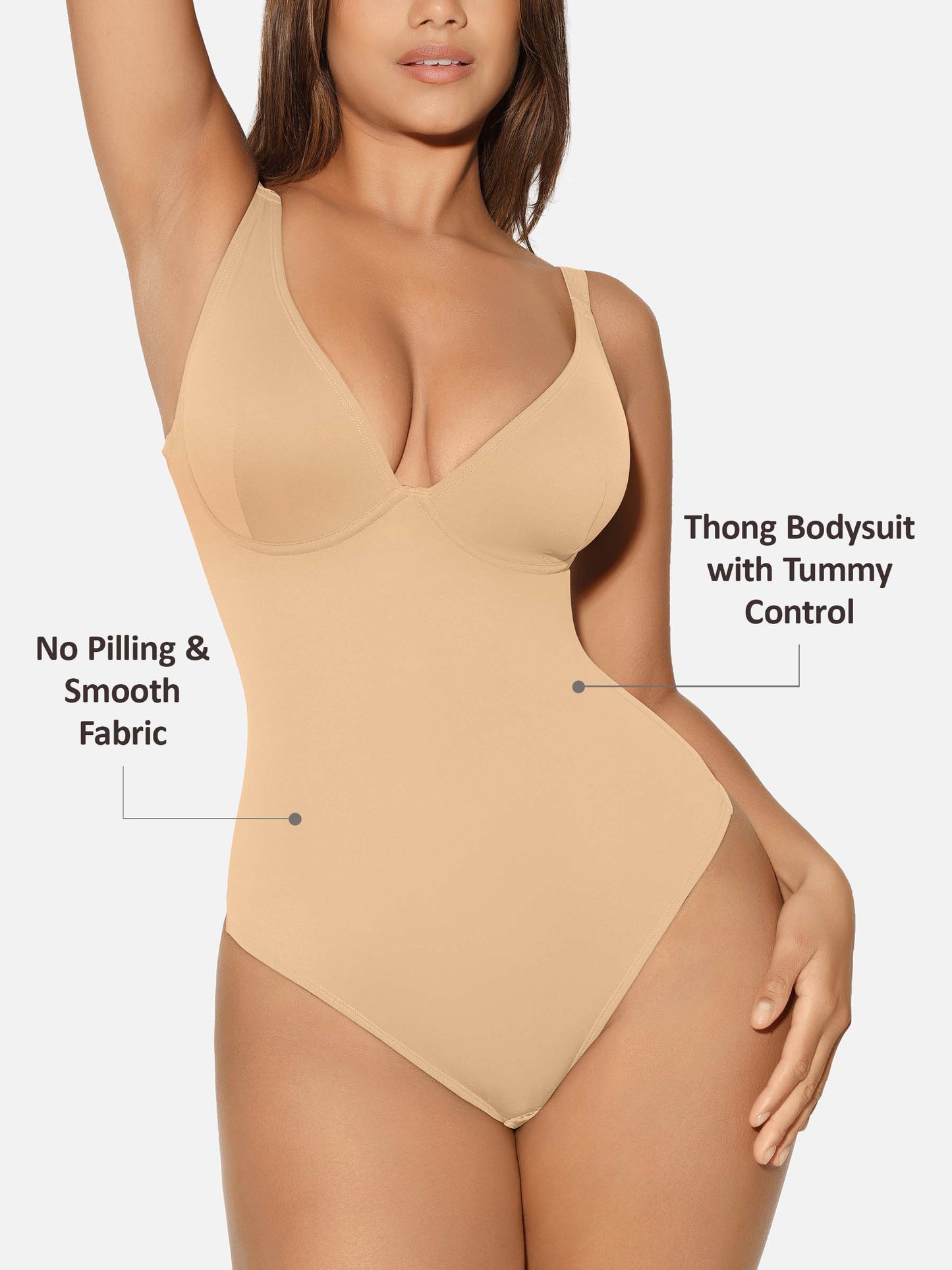 Feelingirl V Neck Tummy Control Shaping Bodysuit