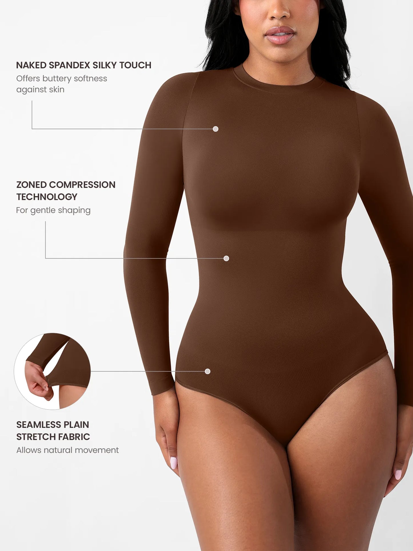 Feelingirl Seamless Ultra-Soft Crew Neck Bodysuit