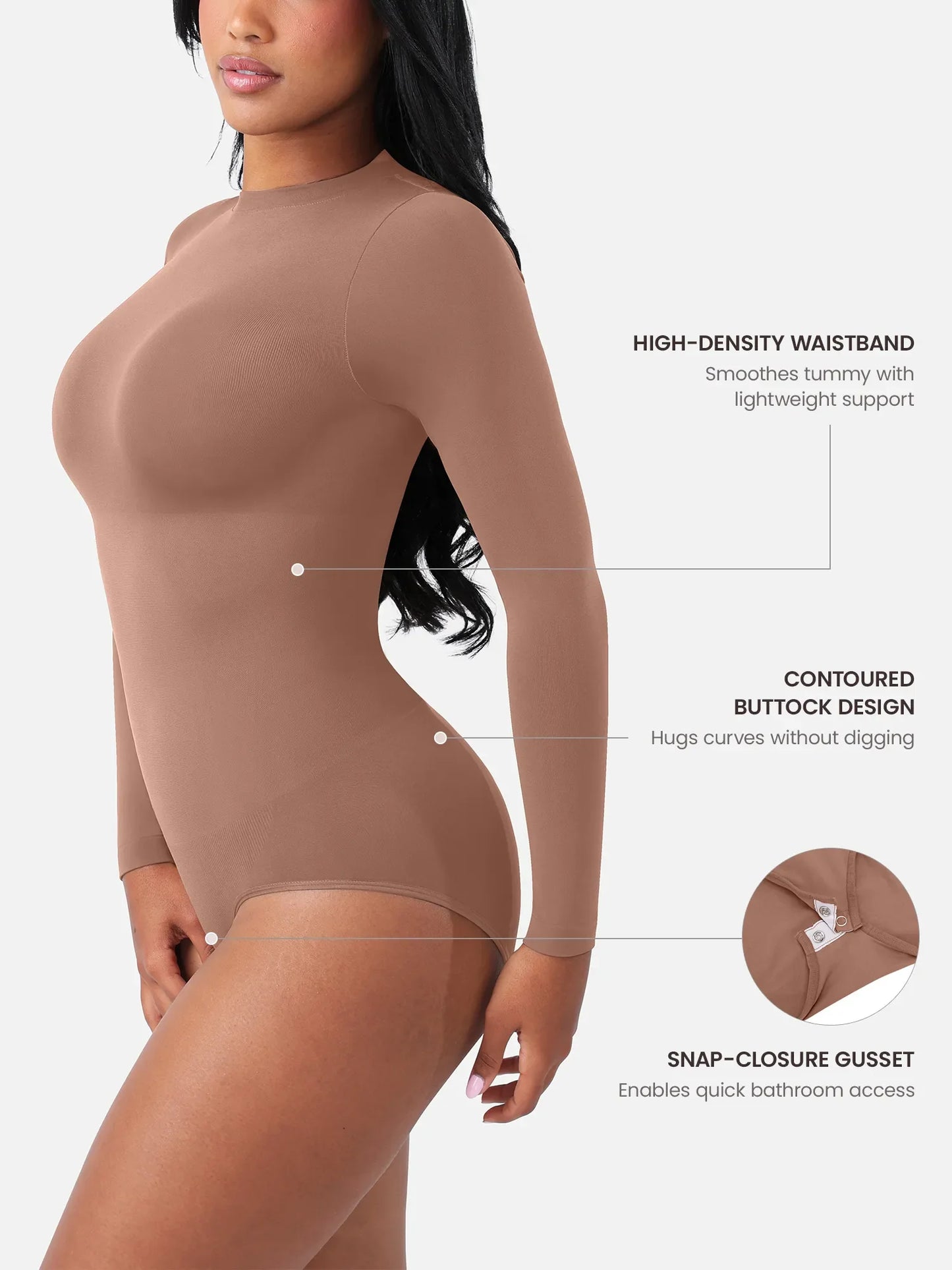 Feelingirl Seamless Ultra-Soft Crew Neck Bodysuit