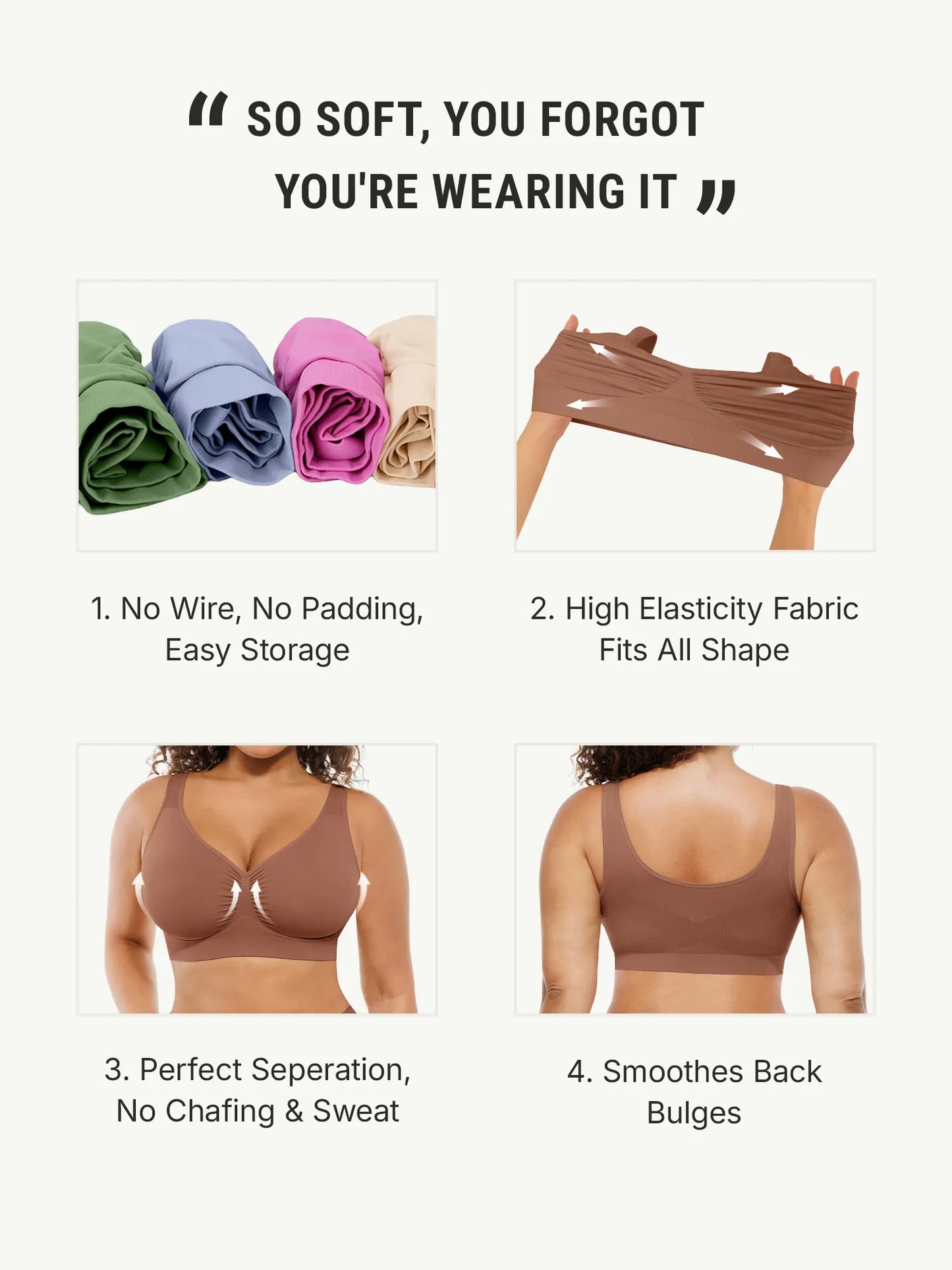 Sujetador diario con tirantes anchos y sin aros Feelingirl