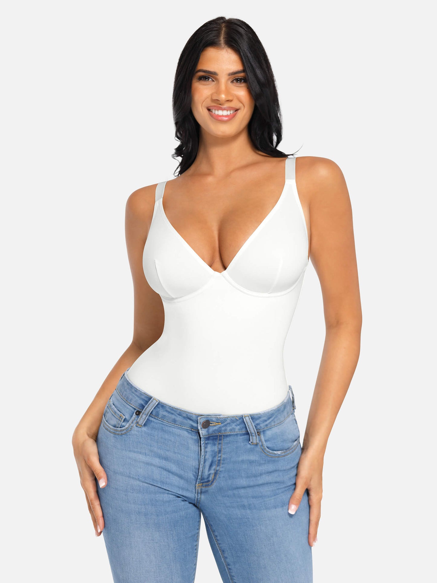Feelingirl V Neck Tummy Control Shaping Bodysuit