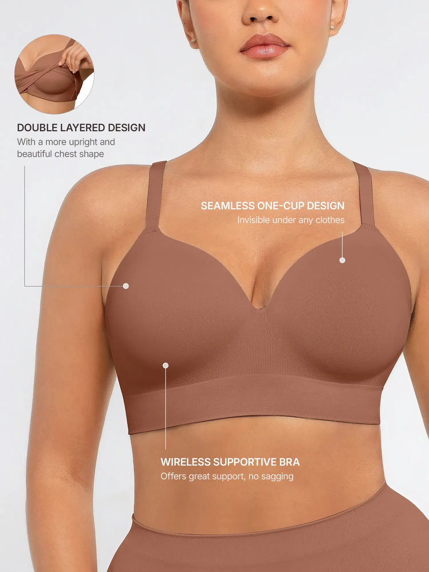 Feelingirl Wireless Push-Up Seamless Comfort Full Coverage Bra