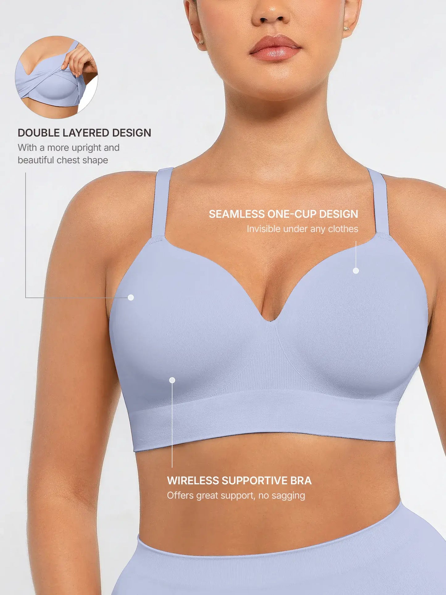 Feelingirl Wireless Push-Up Seamless Comfort Full Coverage Bra