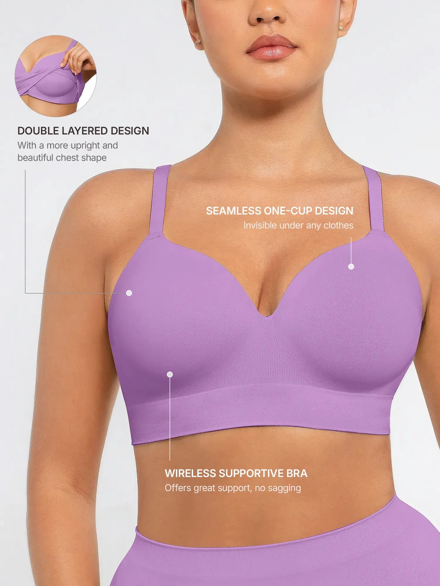 Feelingirl Wireless Push-Up Seamless Comfort Full Coverage Bra