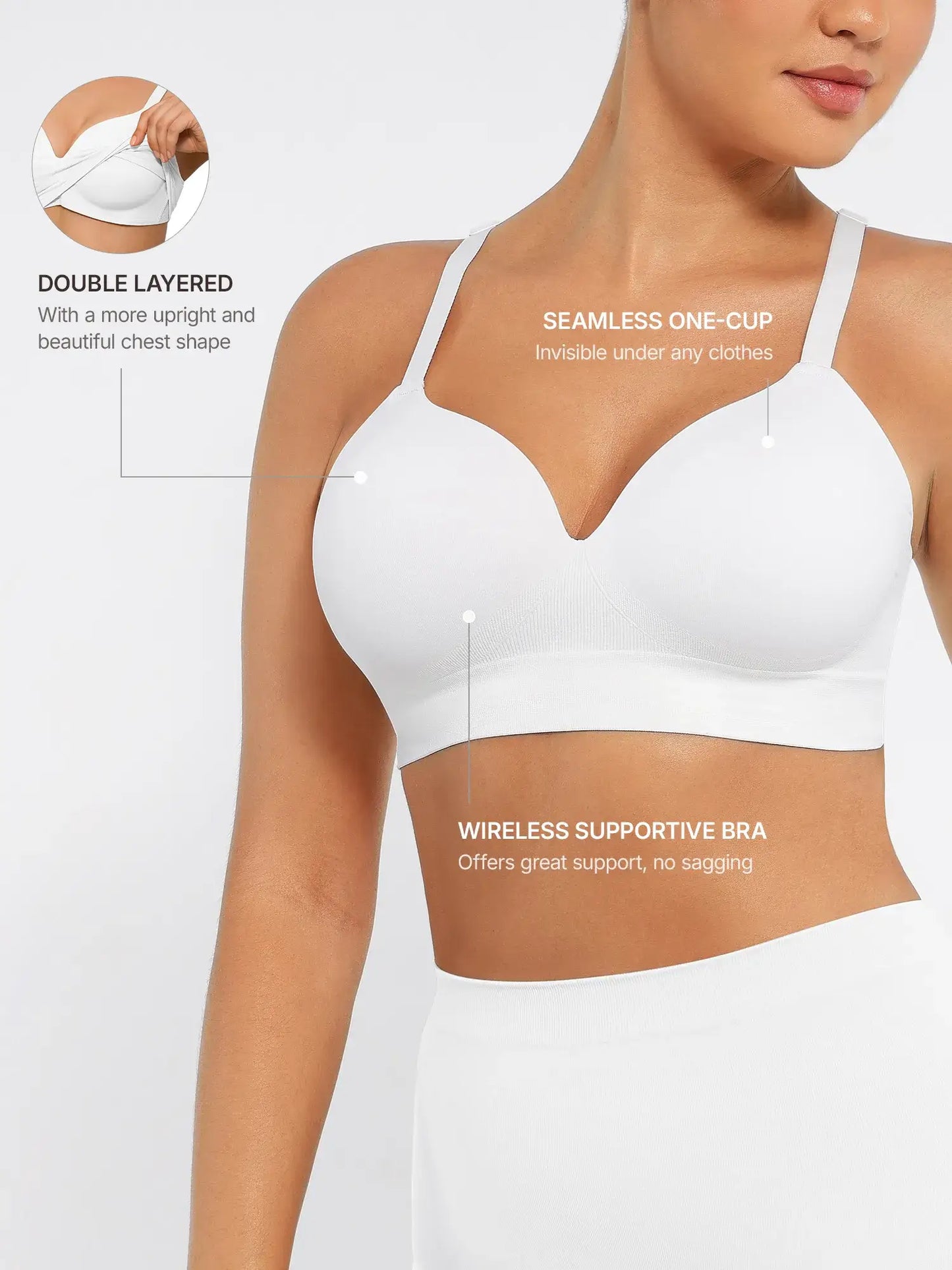 Feelingirl Wireless Push-Up Seamless Comfort Full Coverage Bra