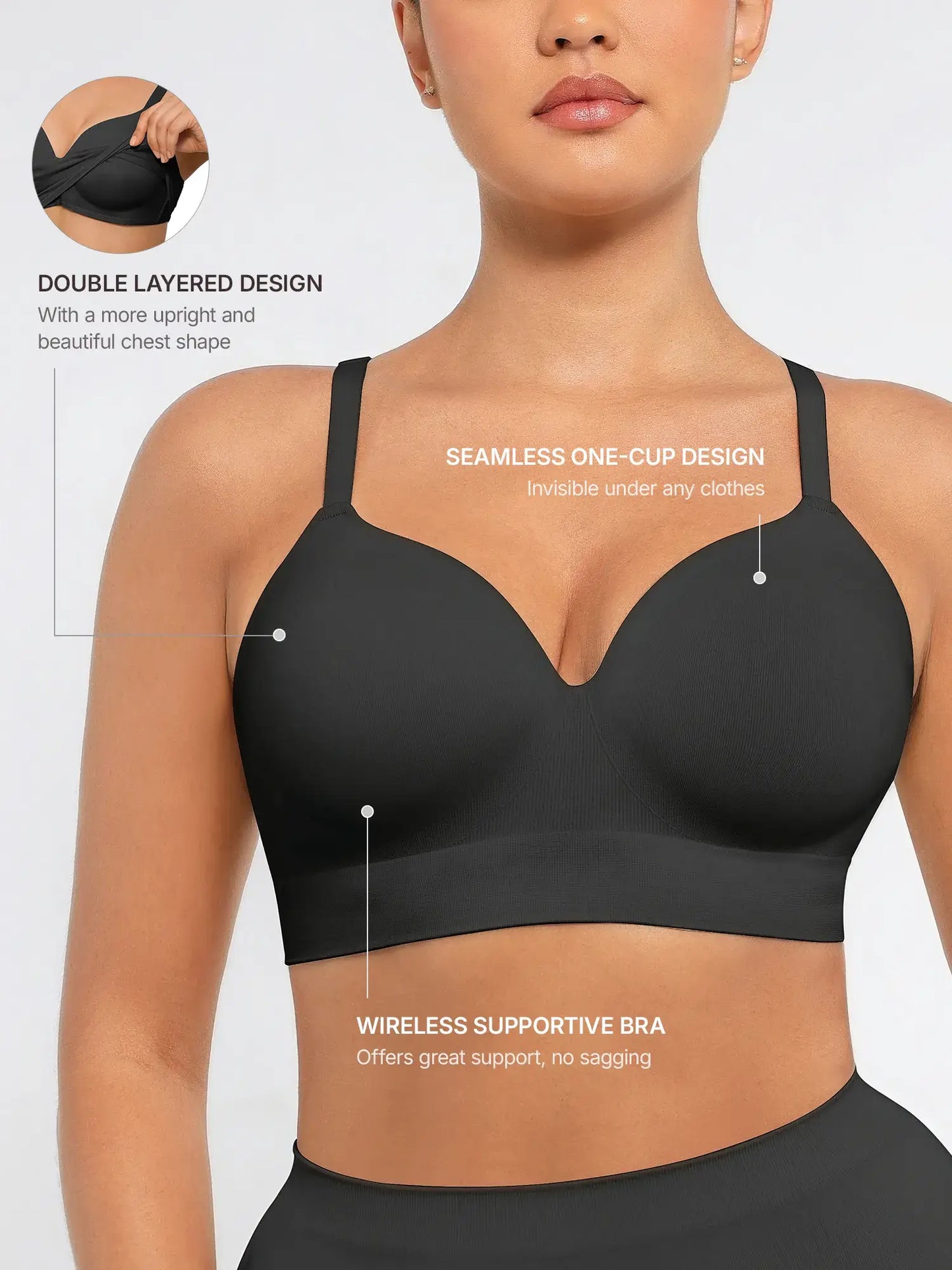 Feelingirl Wireless Push-Up Seamless Comfort Full Coverage Bra