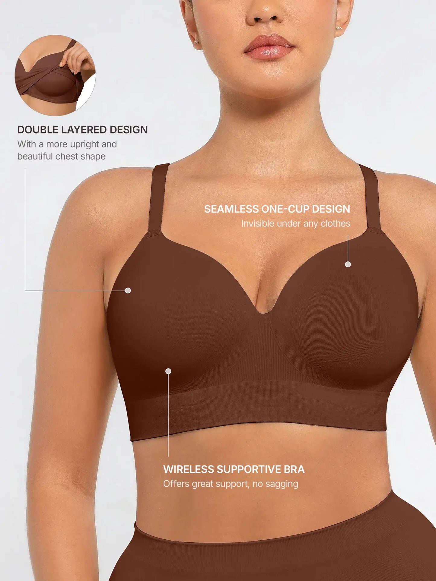Feelingirl Wireless Push-Up Seamless Comfort Full Coverage Bra