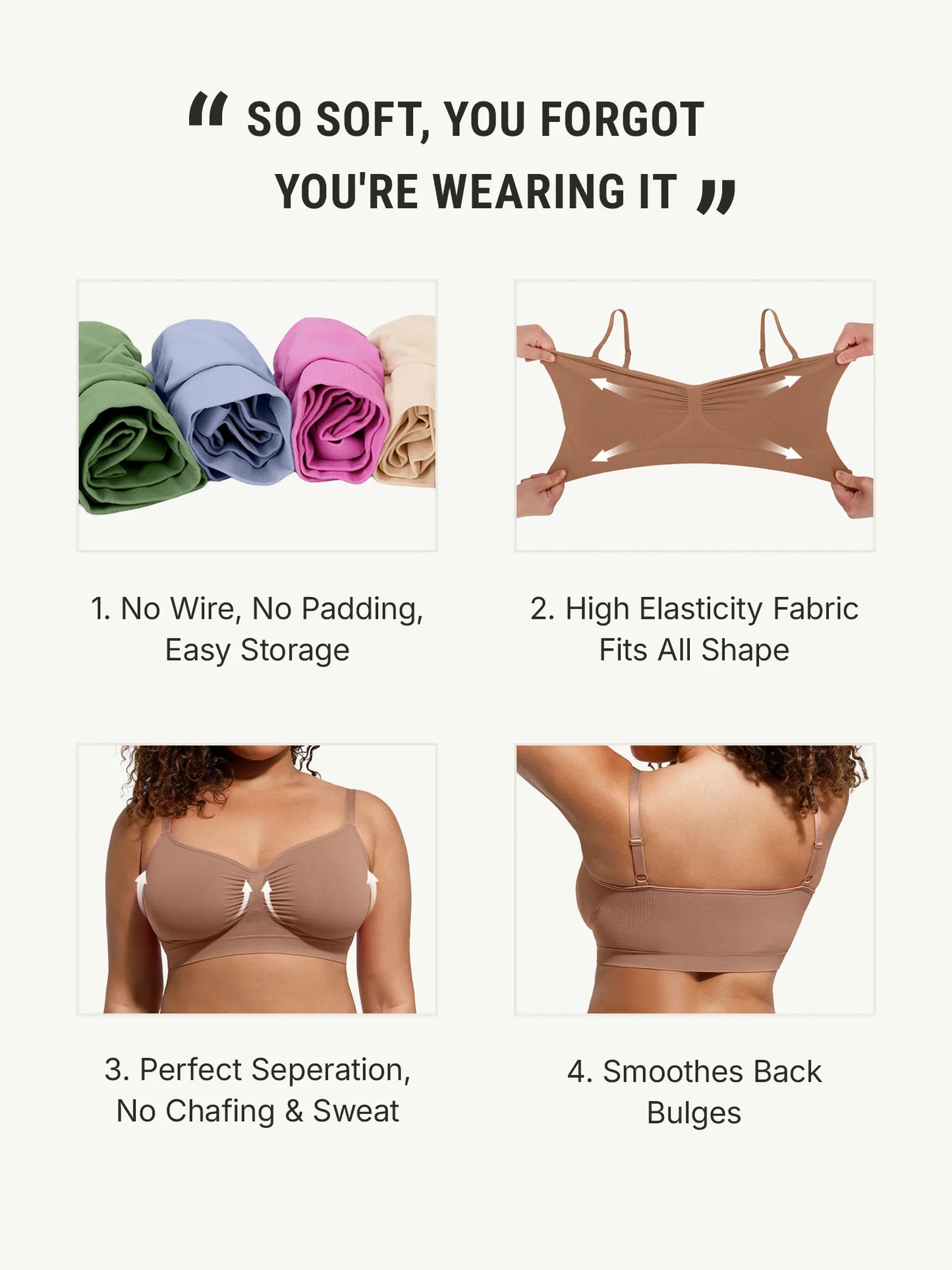 Feelingirl Everyday Wireless Bra Unlined Soft Bra
